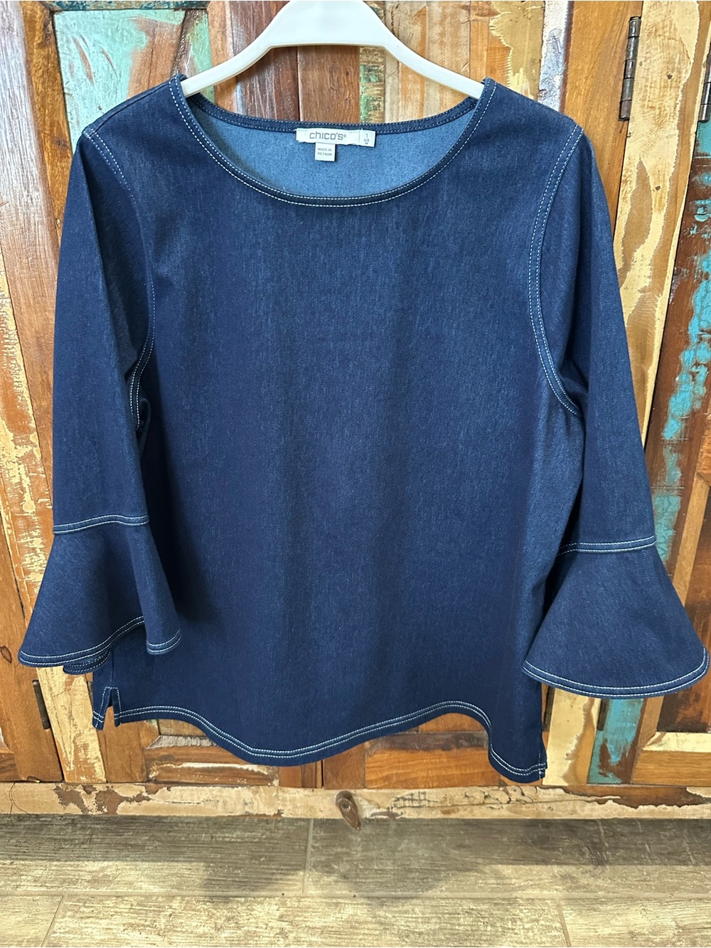 Chico's Indigo Denim Bell Sleeve Tunic